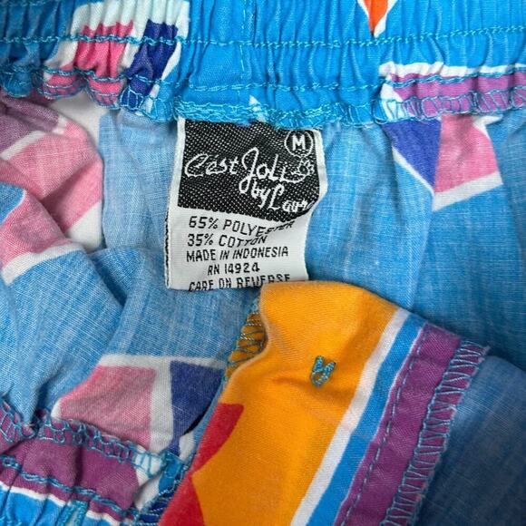 Vintage 80's Bright Funky Bold Abstract Pattern Beach Shorts Blue size Medium - Picture 5 of 5